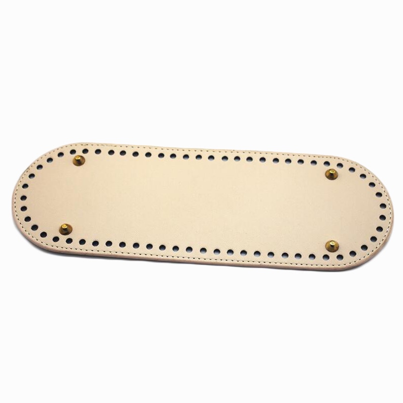 30x10cm sac bas ovale en cuir fonds avec trous sac accessoires bricolage partie PU brillant pour sac à main bandoulière sacs de messager Beige