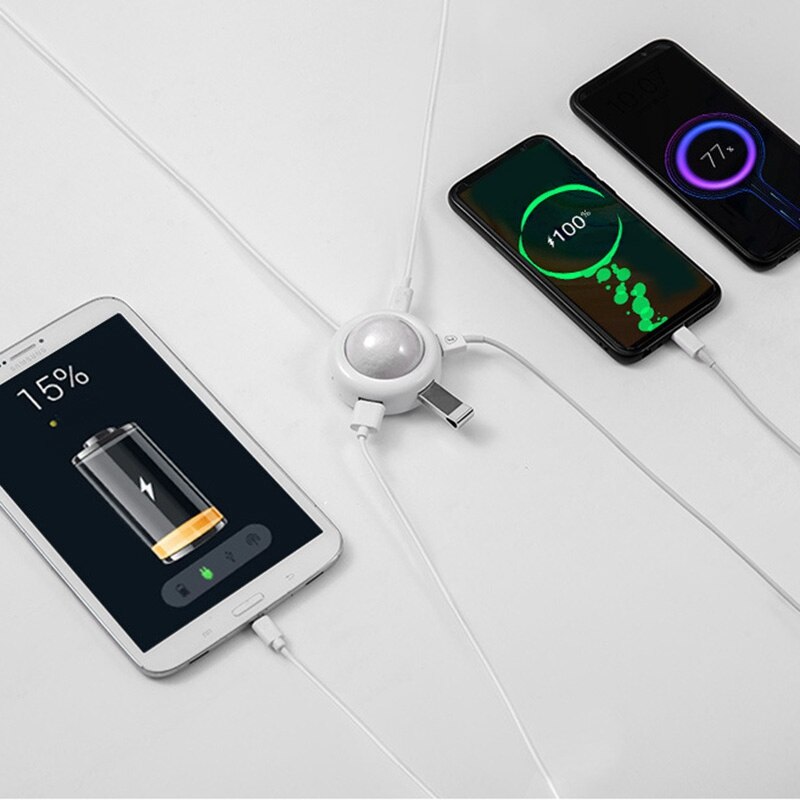 USB Hub 4 Ports Splitter Adapter Multi-Port Cute Light Hub Charger Extender for PC Laptop Phone USB Flash Disk