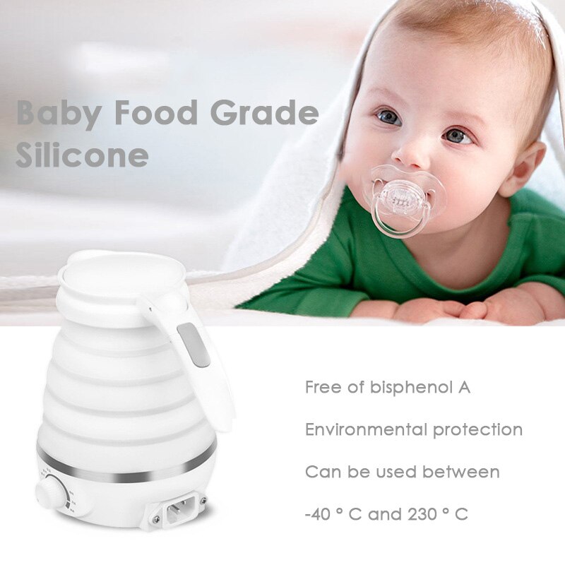 Upgraded Nathome Foldable Electric Kettle 110V/220V 0.6L Mini Travel Electric Kettle Water Boiler