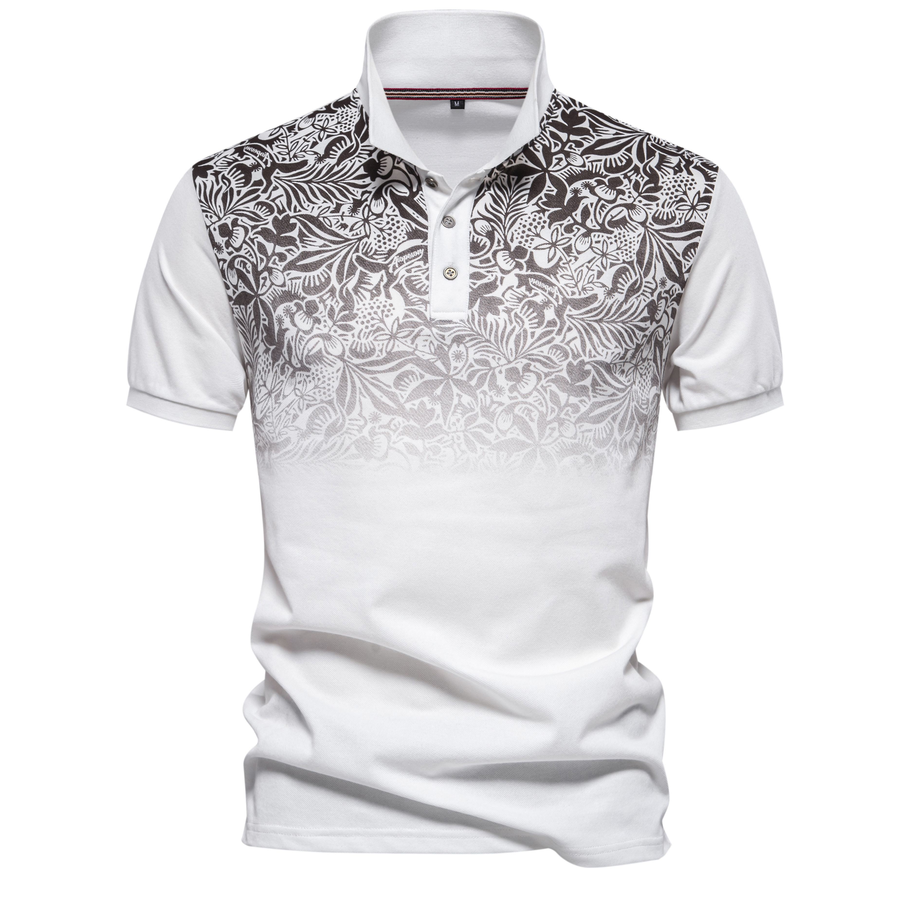 dégradé imprimé coton mélange polos pour hommes à manches courtes d'été hommes Polos: XL / WHITE