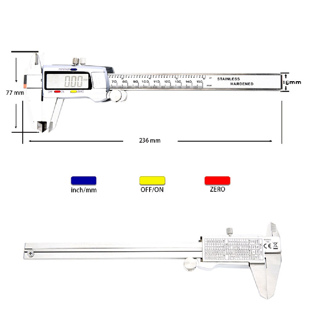 0-150mm Digital Caliper Measuring Tool LCD Electronic Stainless Steel Gauge Measuring Instrument Vernier Calipers Digital Ruler
