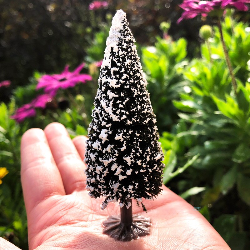 2pcs Model Tree Scenery Ceder Trees Landscape Diy Model Train Railway Layout Scenery Dioramas Gaming with Base Without Punching