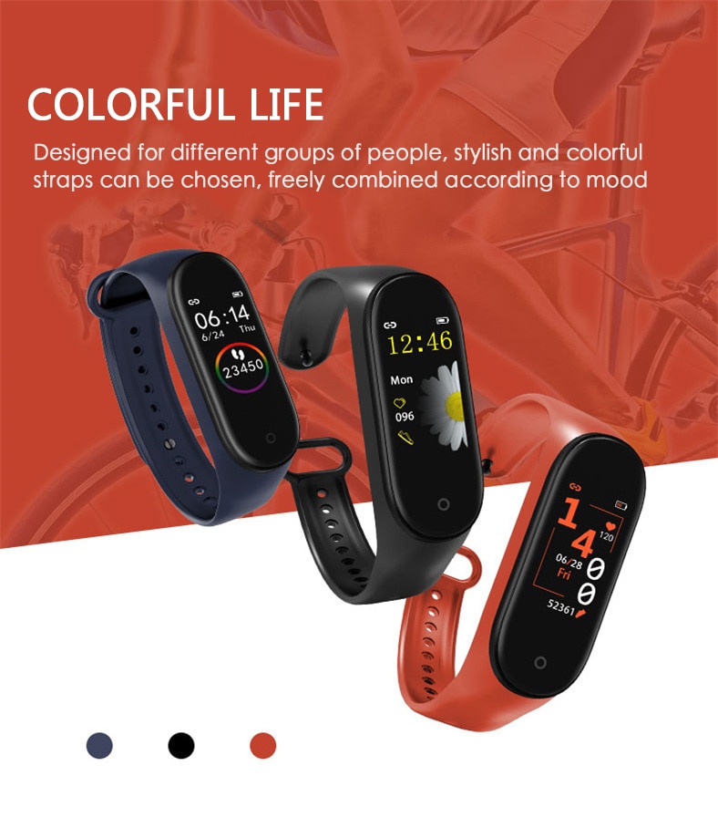 M4 Sport Fitness Stappenteller Kleur Smart Armband Bloeddruk Polsband Stappenteller Smart Band Mannen Vrouwen Horloge