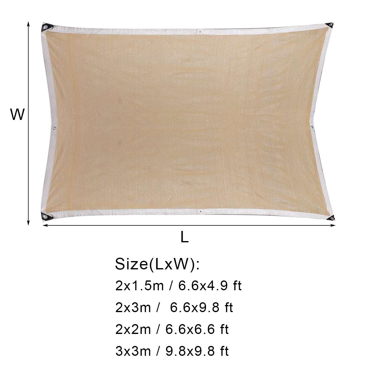 4Sizes Sun Shelter Sunshade Protection Outdoor Canopy Car Garden Patio Swimming Pool Shade Sail Awning Camping Shade Cloth Large