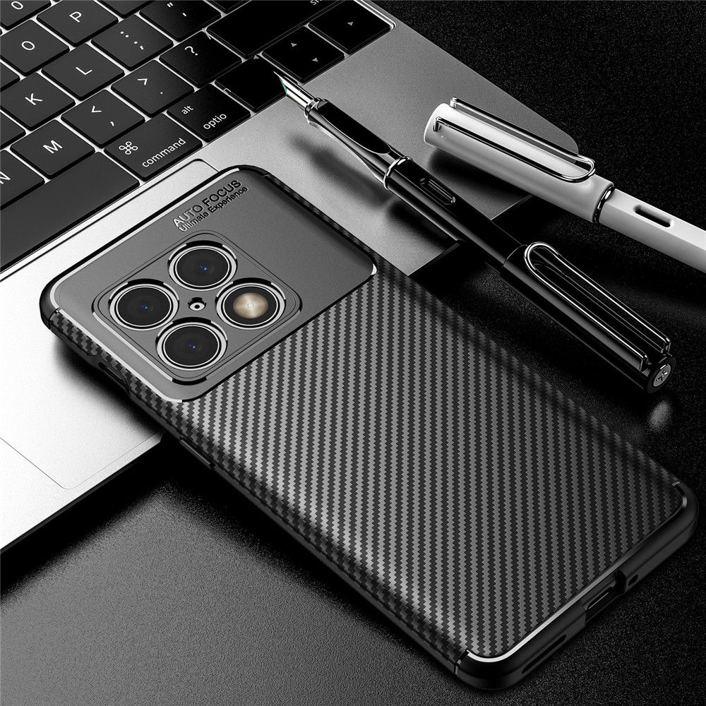 Voor Oneplus 10 Pro Case Carbon Fiber Bescherm Telefoon Cover Een Plus 10Pro Oneplus10 1 + 10 Pro 6.7 &quot;siliconen Bumper Shockproof Funda: Black