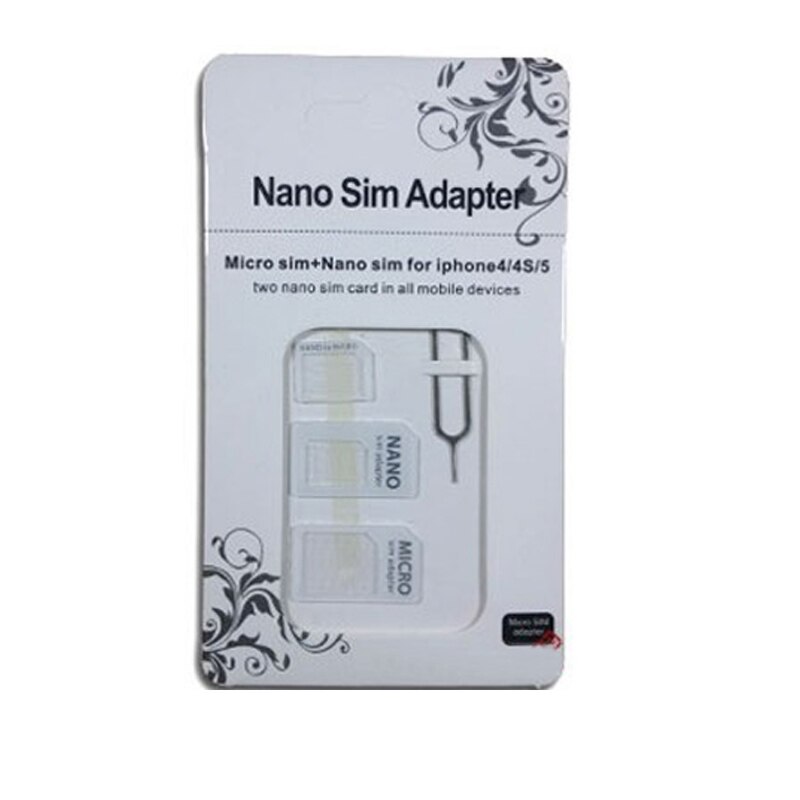 50pcs 4 in1 SIM Card Adapter For iPhone 5 nano sim adapter set SIM Card Full sim card adapter for phone Droshipping