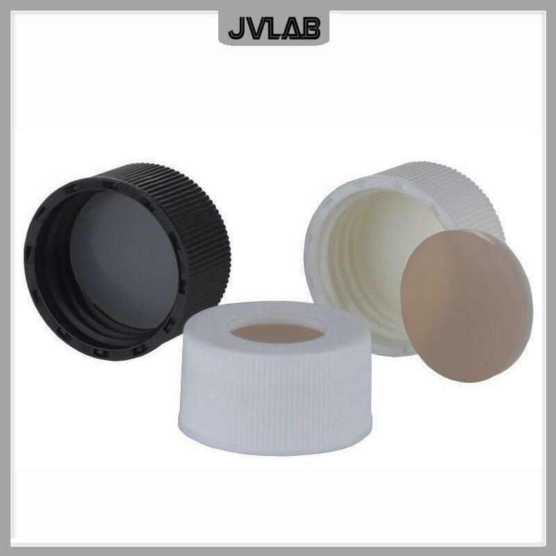 COD Chromatography Vial Cap EPA Storage Bottle Cover 22mm White Open-topped Polypropylene Cap With PTFE/Silicone Septa 100/PK