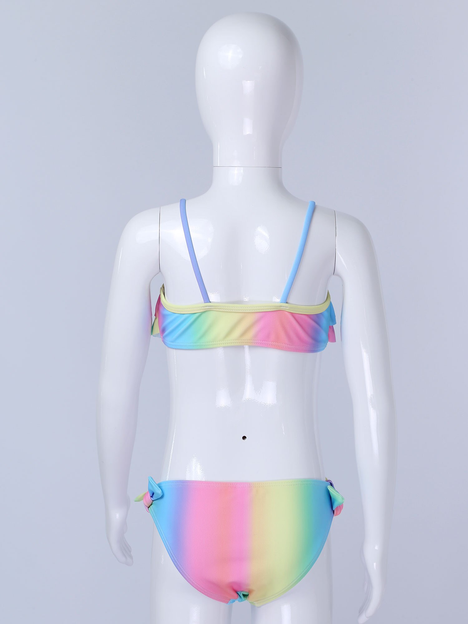 Kids Girl Two Piece Gradient Color Swimwear Spaghetti Strap Ruffle Bikini Set Quick Dry Swimsuit Beachwear Swimming Bathing Suit