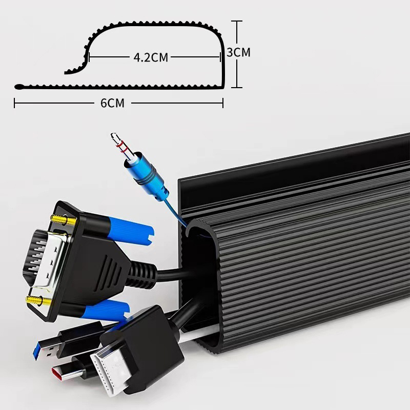 Channel Desk Cable Organizer Cable Management Accessories White Cable Protecter No Drilling Under Desk Management Tray: black