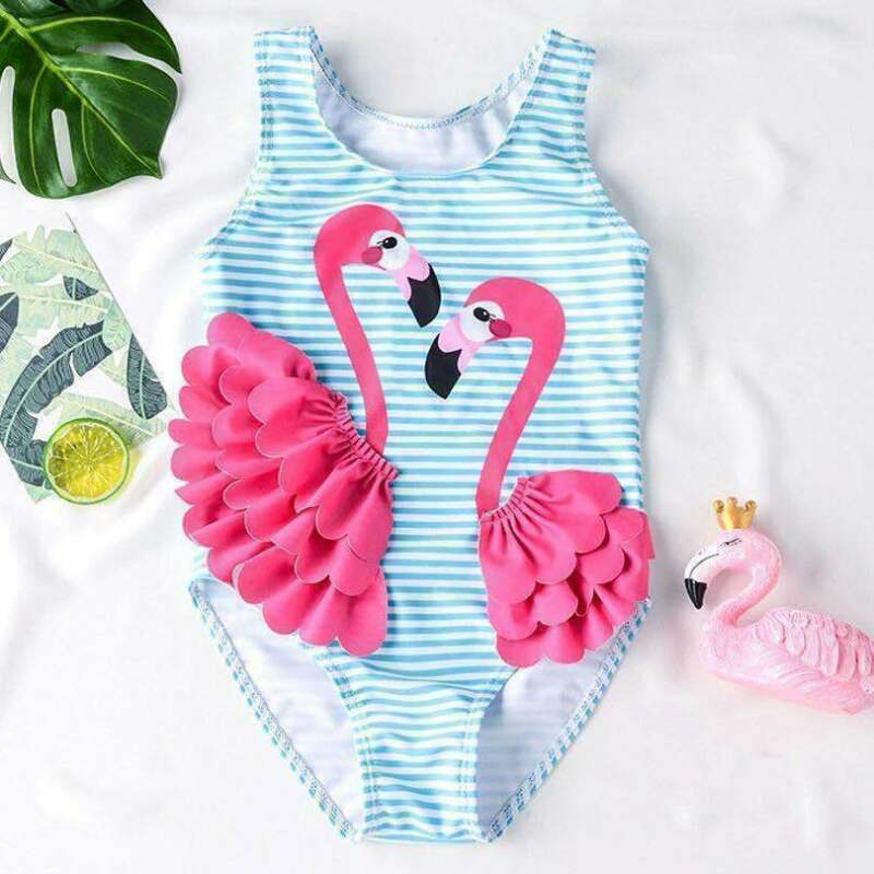 Zomer Kid Baby Meisjes Peuter Flamingo Tankini Bikini Set Badmode Badpak