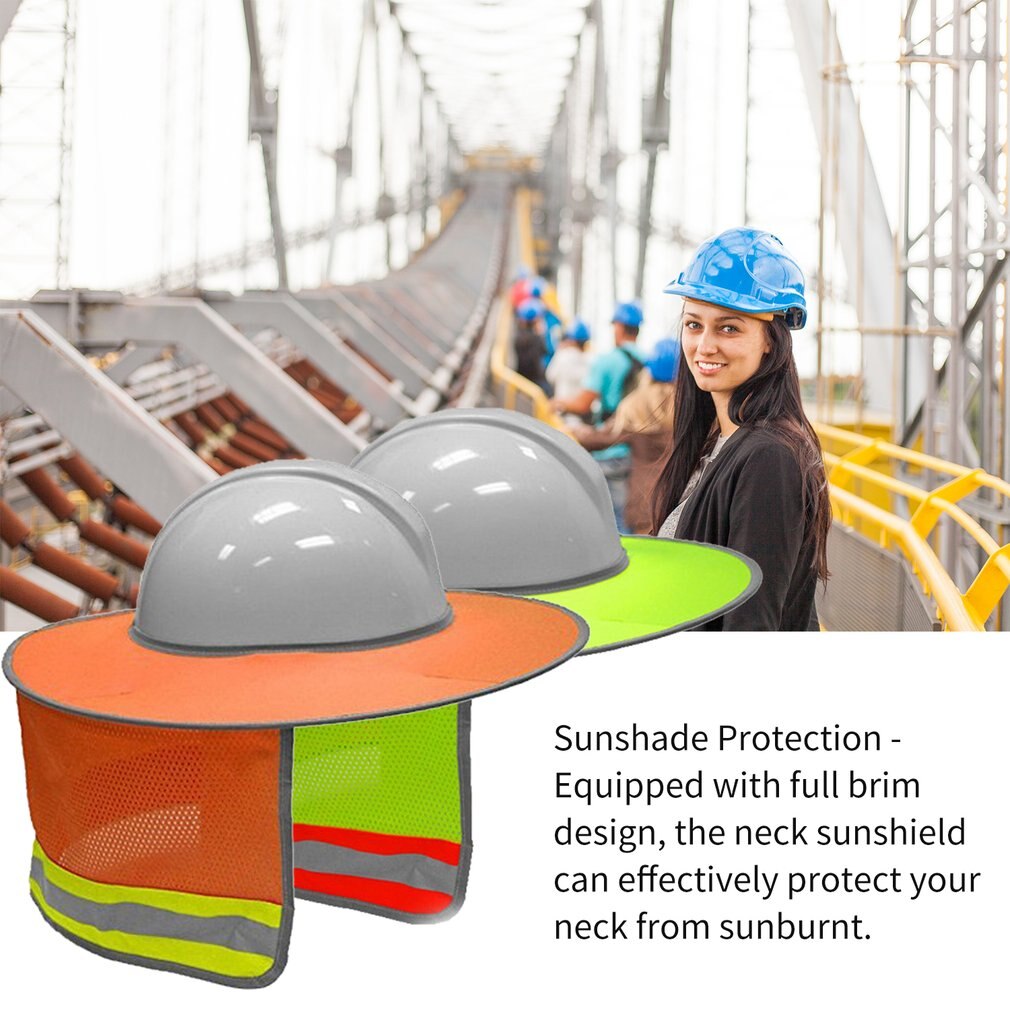 Hard Hat Sun Shade Neck Shield Sun Protection With Reflective Strip and High Visable Mesh For Hardhats/Helmet