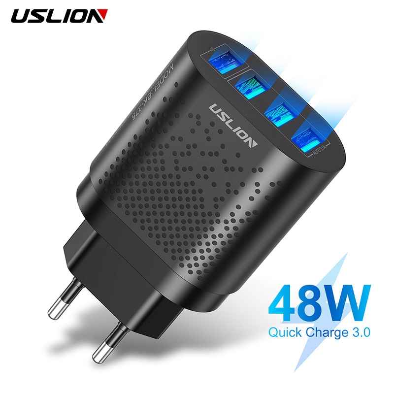 Uslion Eu/Ons Quick Charge 3.0 Usb Charger 4 Poorten 48W Snel Opladen Lader Adapter Voor Samsung xiaomi Mobiele Telefoon Oplader