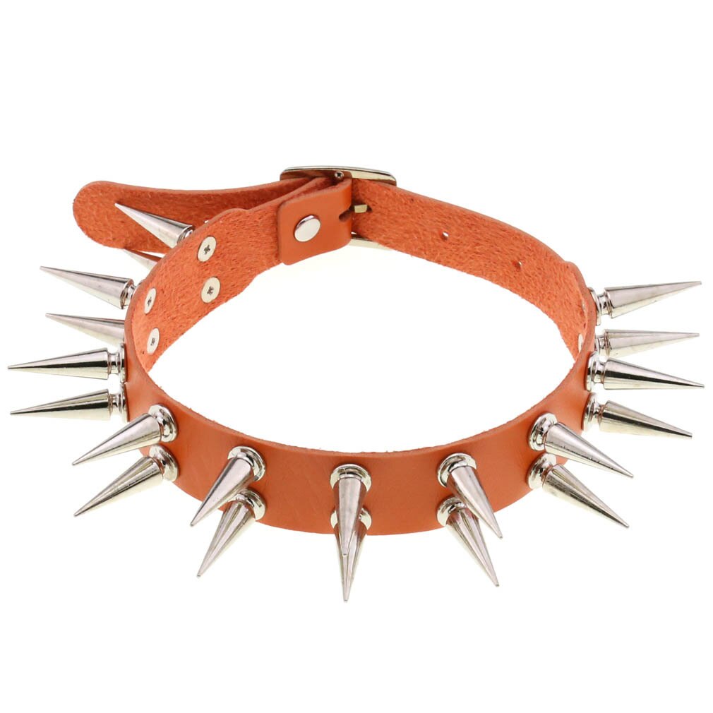 DIEZI Gothic Sexy 16 kolorowa skóra PU naszyjnik kobiety w stylu Vintage moda nit wisiorek w kształcie gwiazdy Choker naszyjniki 2021 nowa biżuteria: orange