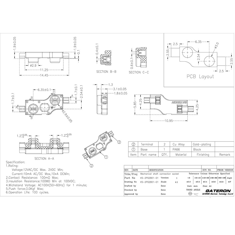 Gateron -swappable PCB Socket Mechanical Keyboard DIY Plug Socket For Cherry MX Switch Gateron Outemu Kailh CPG151101S11