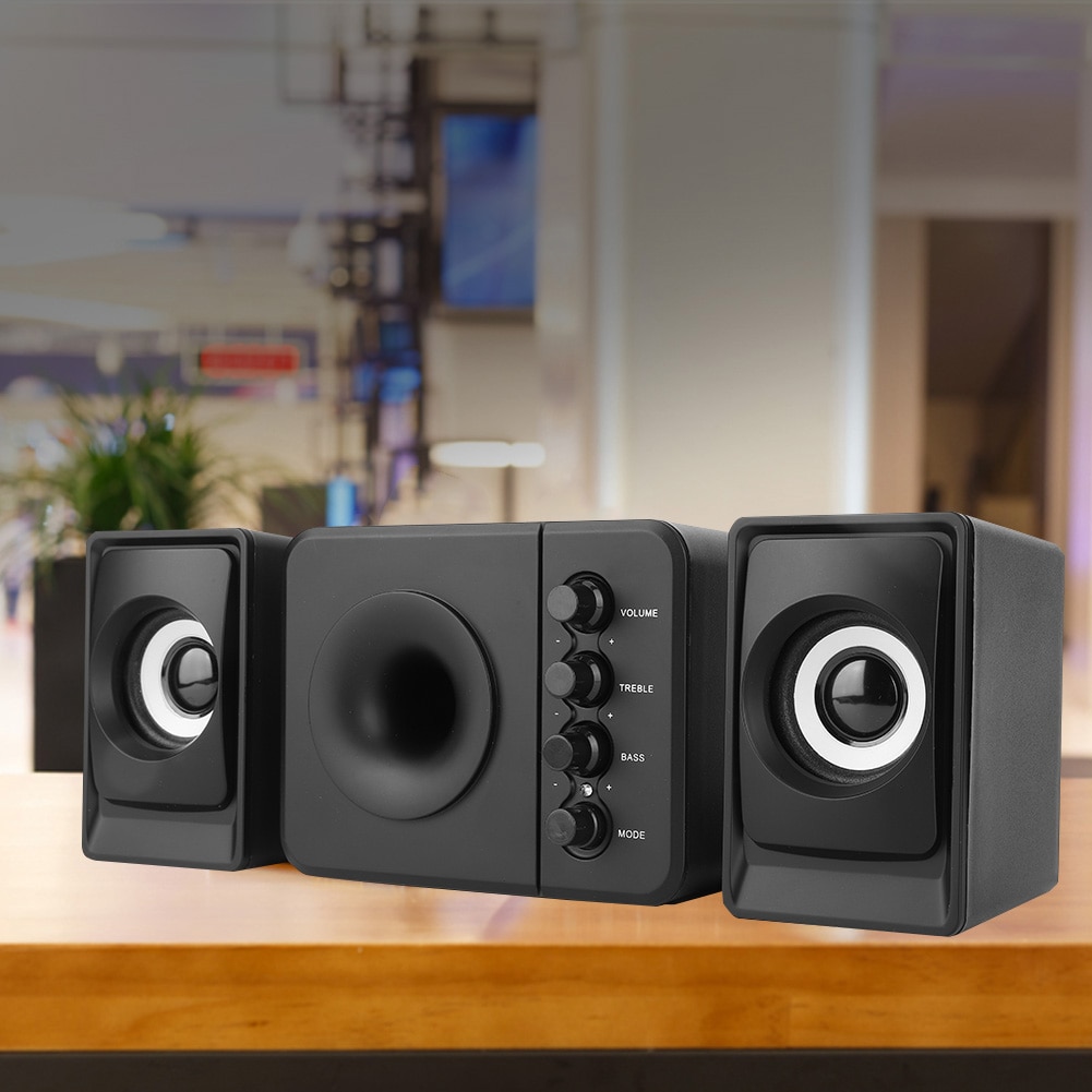 SOONHUA perillas de graves ajustables Mini USB 2,1 BT altavoz ordenador Subwoofer altavoz 3,5mm interfaz negro