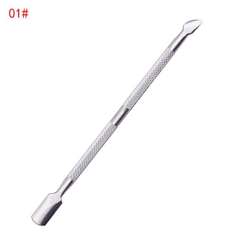 1pcs Stainless Steel Double Head Nail Art Manicure Stainless Steel Spoon Shape Pusher Dead Skin Clip Remover Manicure Tool: A