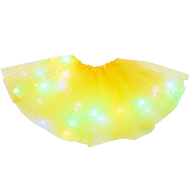 Kleine Meisjes Led Light Up Tutu Rok Neon Kleurrijke Lichtgevende Party Dance De Rok: Yellow