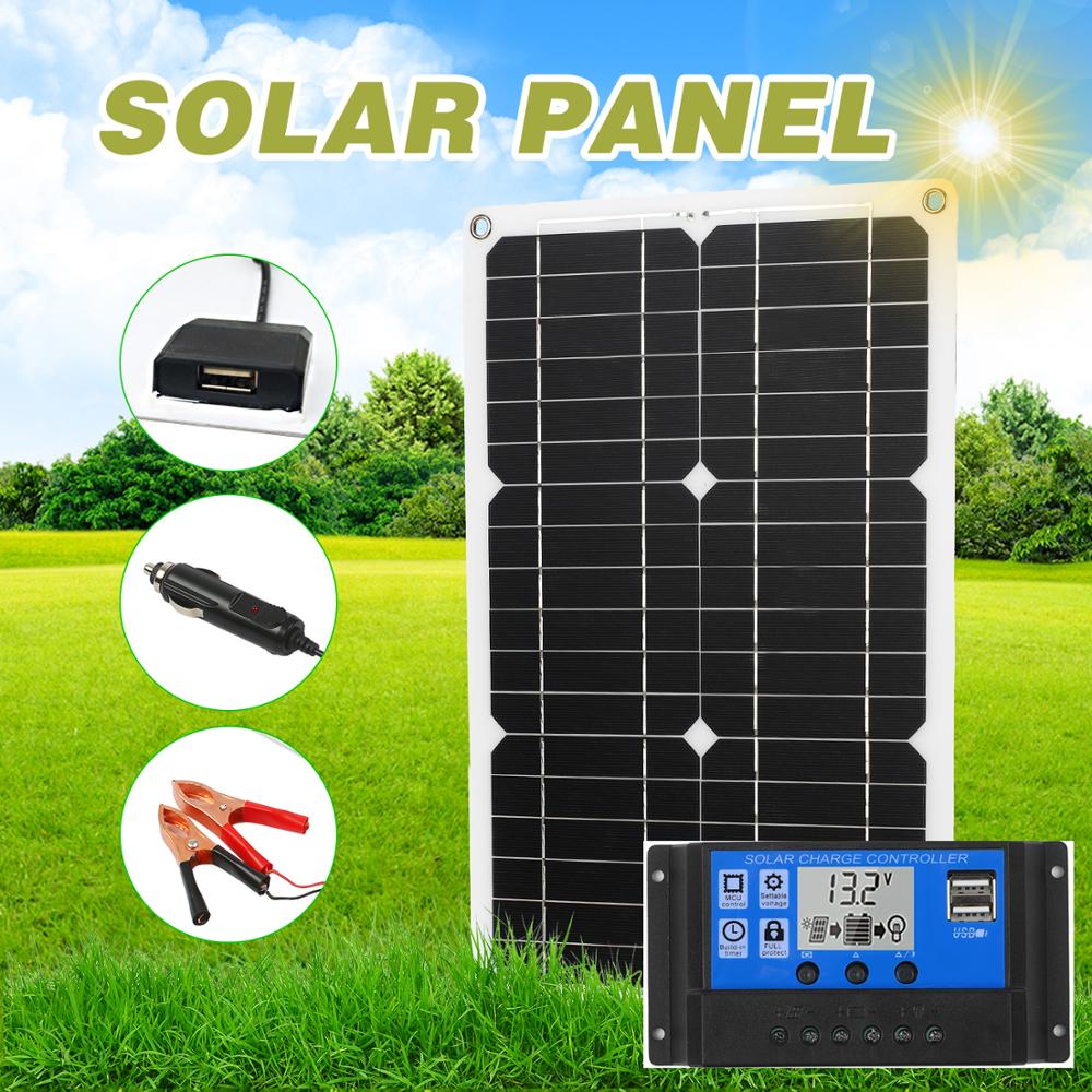 180W 12V Solar Panel Kit Off Grid Monocrystalline Module with Solar Charge Controller SAE Connection Cable Kits Solar Power
