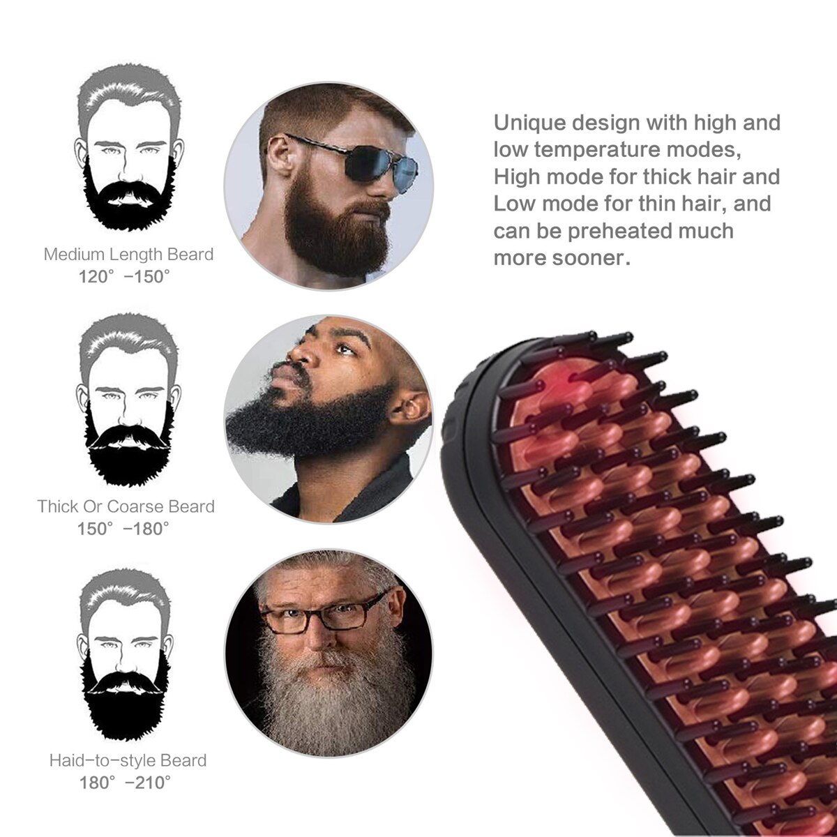 Multifunctional Hair Straightening Comb Beard Grooming Kit Hair Curler Comb Brush Quick Beard Hair Styler For Men Styling Tool