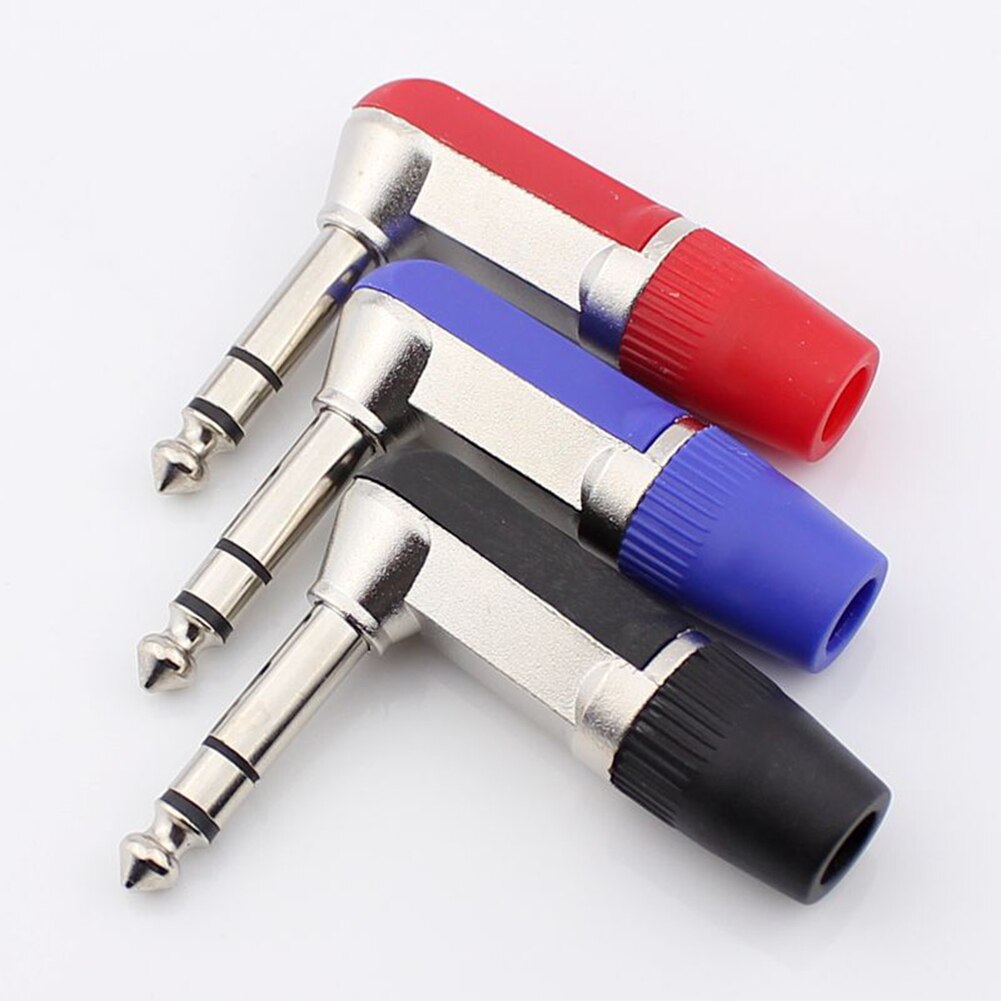 Conector Jack de 6,35mm para altavoz y micrófono, adaptador de Audio para guitarra de ángulo recto de 1/4 pulgadas, 6,35 Mono, 1 ud.