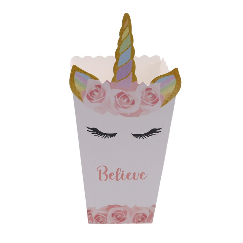 12 Pcs/set Unicorn Cute Popcorn Box Party Supply Case Box Favor Accessory Kids Birthday Wedding Party Supplies: 769095