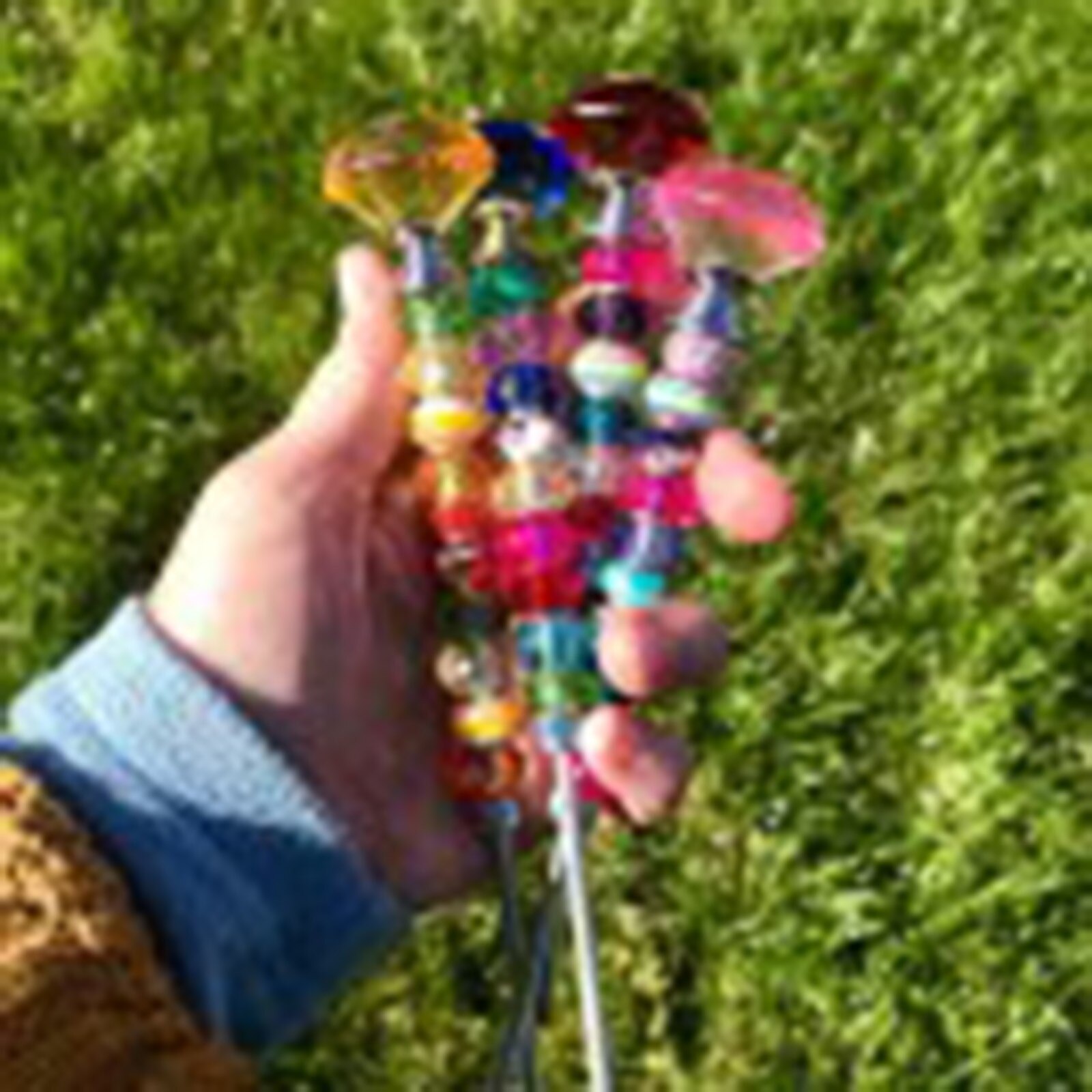 Piquets de jardin de rêve perlés, d'extérieur pour enfants, décoration de cour colorée en cristal arc-en-ciel