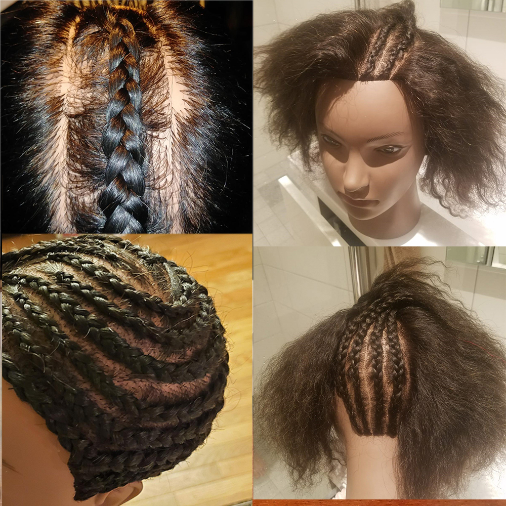 Afro Traininghead głowa manekina z ludzkimi włosami manekin lalka fryzjerstwo głowy treningowe Salon głowa manekina do zaplatania włosów