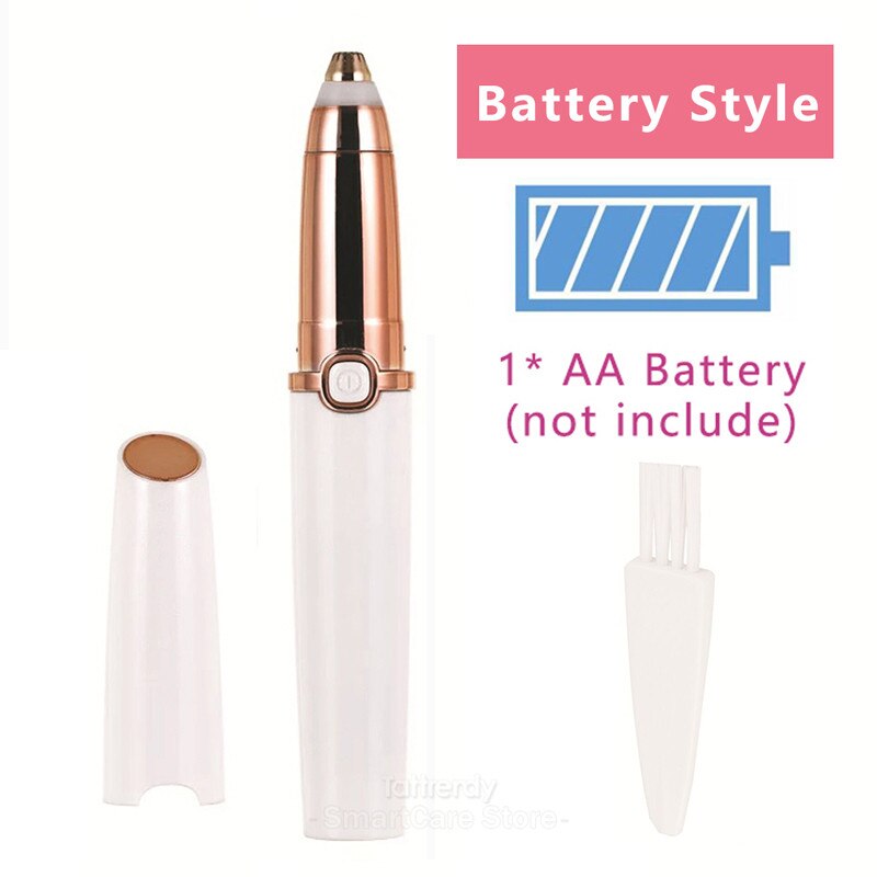 Womens Wenkbrauw Scheerapparaat Verwijder Gezichtshaar Usb Wenkbrauw Trimmer Facial Gezicht Scheermes Mini Kleine Draagbare Elektrische Trimer Voor Vrouwen: Battery white