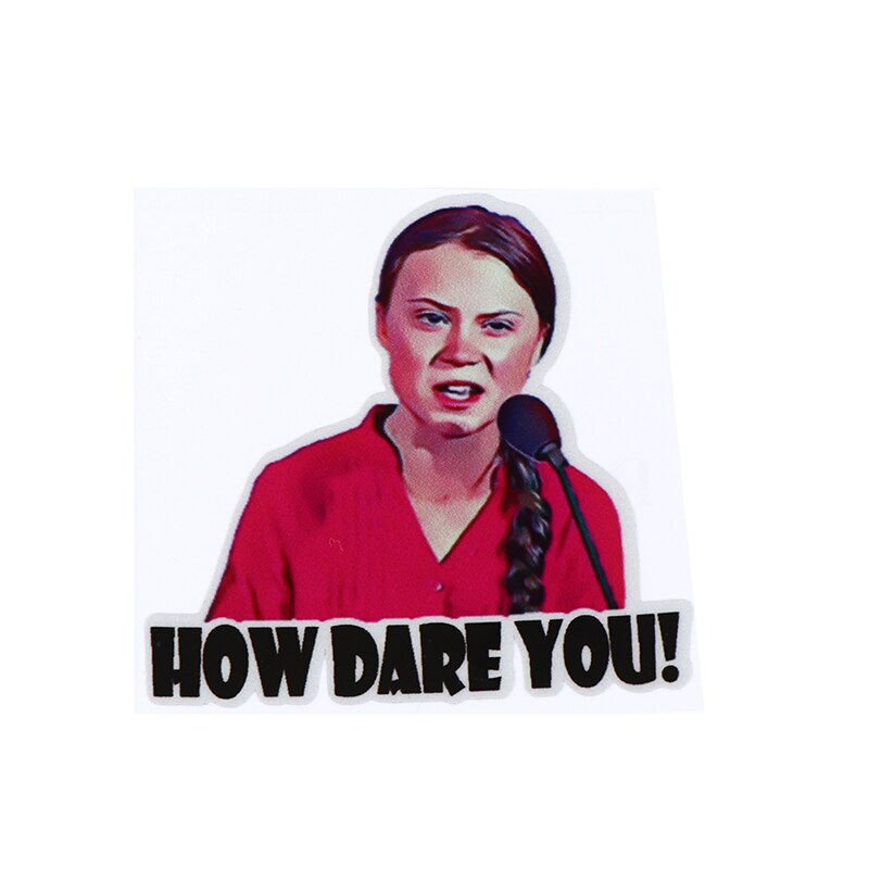 2pcs 8*8cm How Dare You Greta Thunberg Vinyl Decal Sticker Window Truck Car