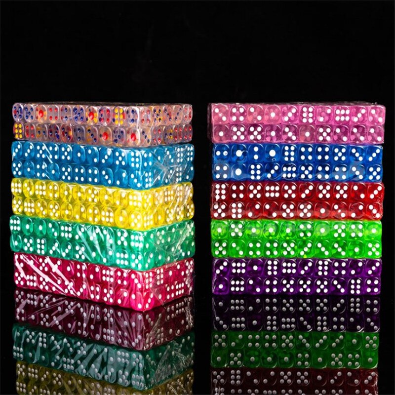 10 Uds. De seis lados 14mm cubo transparente esquina redonda Mesa portátil jugando juegos