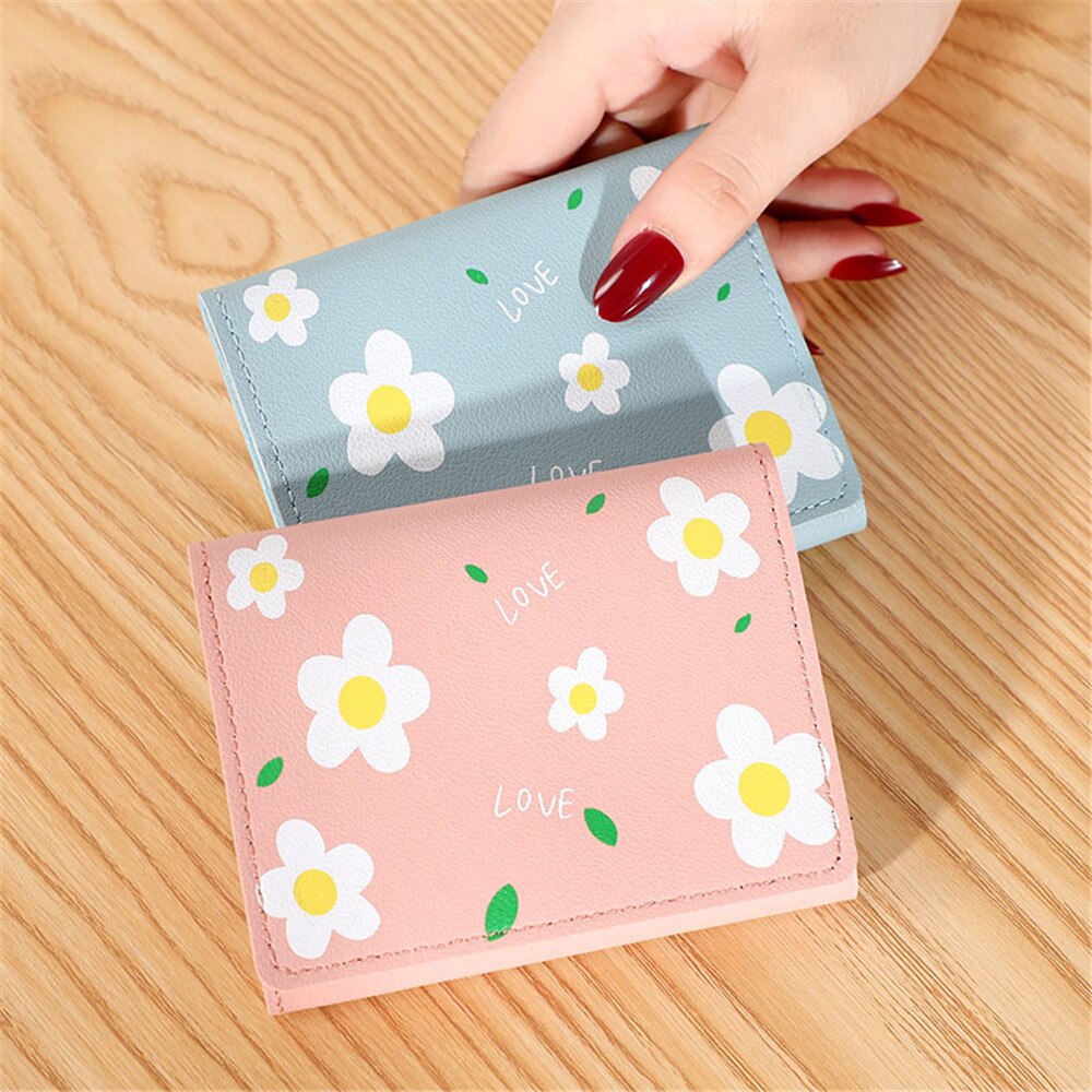 Porte-monnaie en cuir Pu pour femmes, joli porte-monnaie en forme de fleur, à loquet, porte-cartes