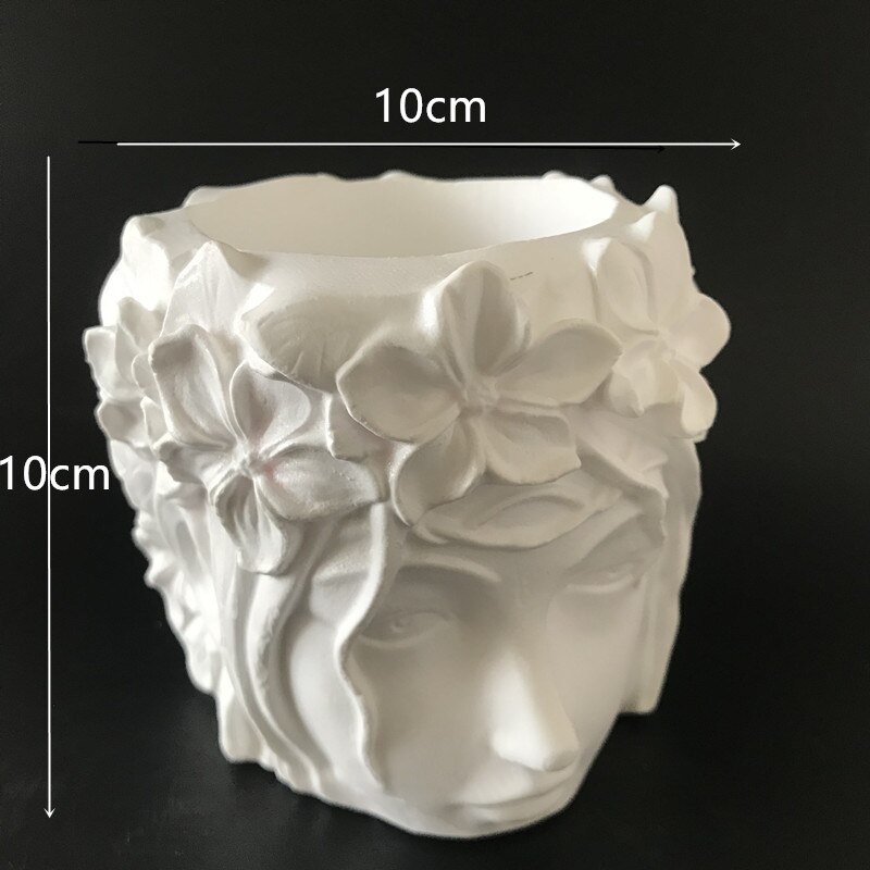 Pots de fleurs 3D en ciment pour hommes et filles, divers motifs, jardinière en béton, argile, plâtre, résine, fabrication artisanale: Gris clair