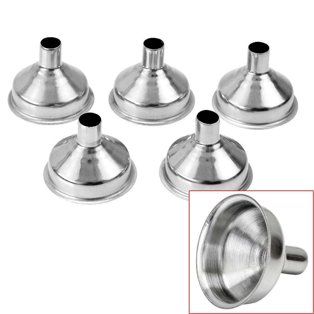 5pcs Mini Stainless Steel Small Mouth Funnels for Filling Hip Flask Narrow-Mouth Bottles Bar Wine Flask Funnel