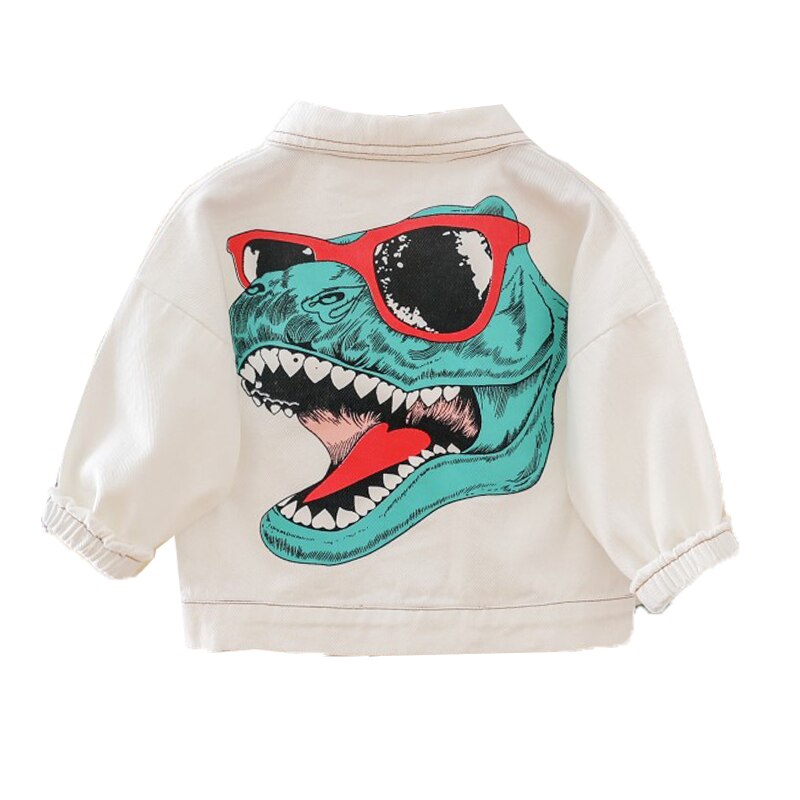 Populaire bébé garçons Denim veste dessin animé dinosaure bébé manteaux automne enfants outwear bébé garçons vêtements enfants vêtements bleu blanc: Beige / 9M