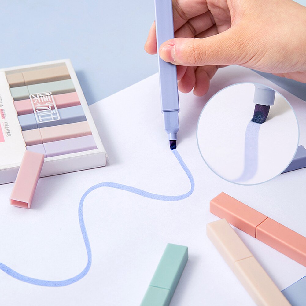 Stylo marqueur Kawaii à pointe souple de couleur claire pièces/ensemble, stylo Fluorescent pour Album Photo et Journal, papeterie pour étudiant, DIY bricolage, 6