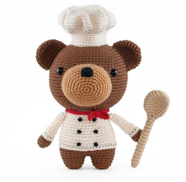 Bonito Oso de Chef, conjunto de lana de fieltro artesanal, no terminado, Kit de artesanía para paquete de Material de aguja