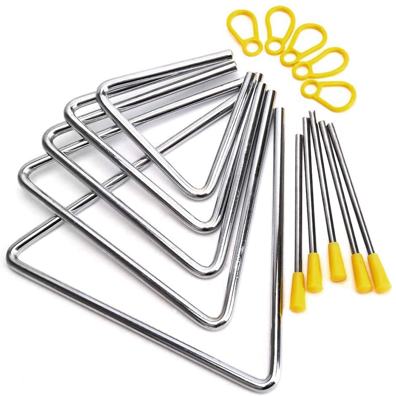 5PCS Triple-Cornered Musical Instruments Band Percussion Musical Triple-Cornered Triangolo for Children 4/5/6/7/8/ Inch