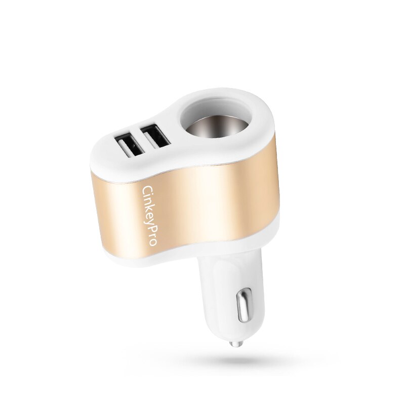 CinkeyPro Car Charger Cigarette Lighter 2-Ports USB Charger 2.1A Car-Charger Mobile Phone Universal For iPhone Samsung Charging: White 1