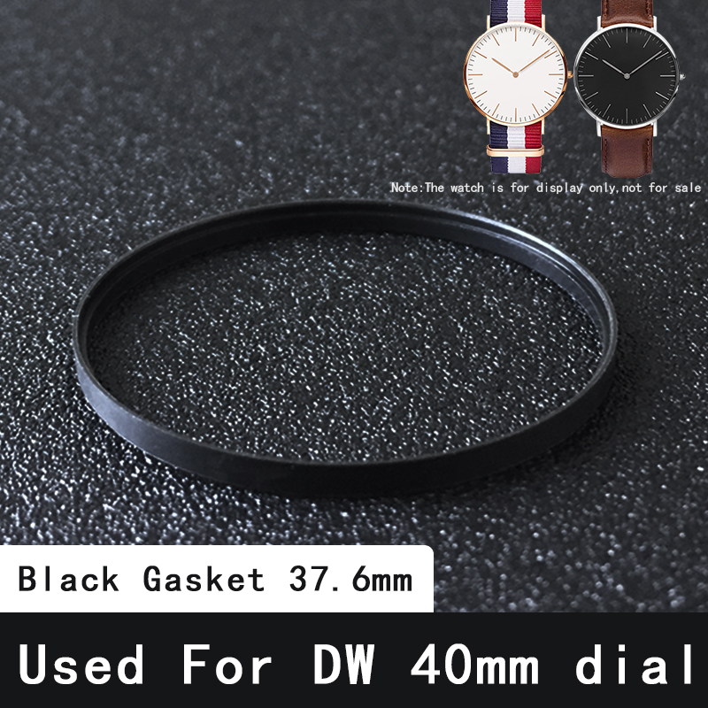 Guarnizione per orologio nera bianca DW 37.6 33.8 33.6 31.3 30.3 29.5 23.6mm diametro utilizzato per cassa frontale vetro rondella di plastica orologio sostituire parte: nero 37.6mm