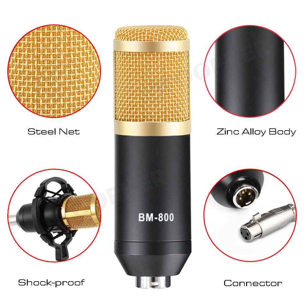 Condenser BM-800 Microphone Kit for Computer with Shock Mount and Foam Cap BM 800 Mic BM800