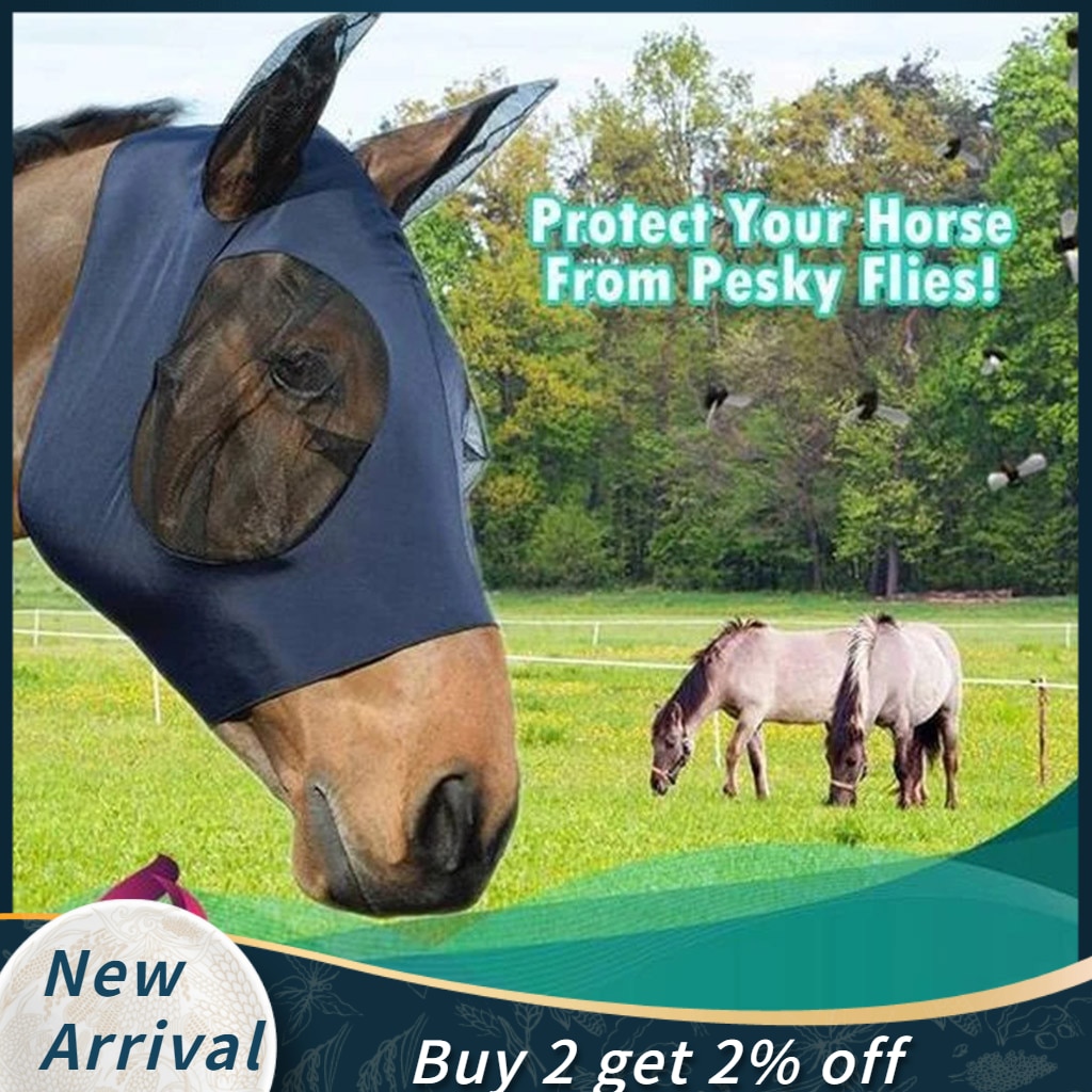 Anti-Fly Mesh Equine Masker Comfort Fit Fly Masker Beschermt Ogen En Oren All-Purpose Covers Beschermen Paard van Vervelende Vliegen