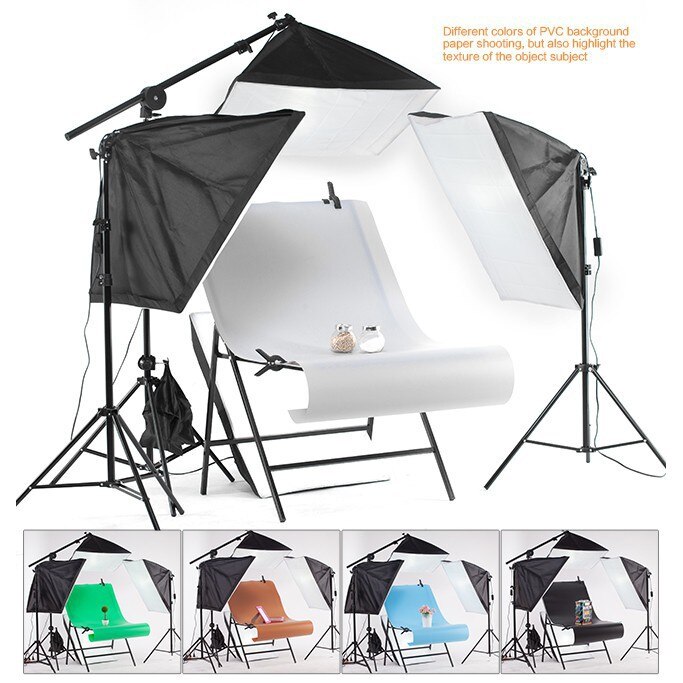 60*100cm Folding Portable Shooting Table Photo Tabletop For Product Shoot Screen+White PVC Backdrops Photography Camera Desk