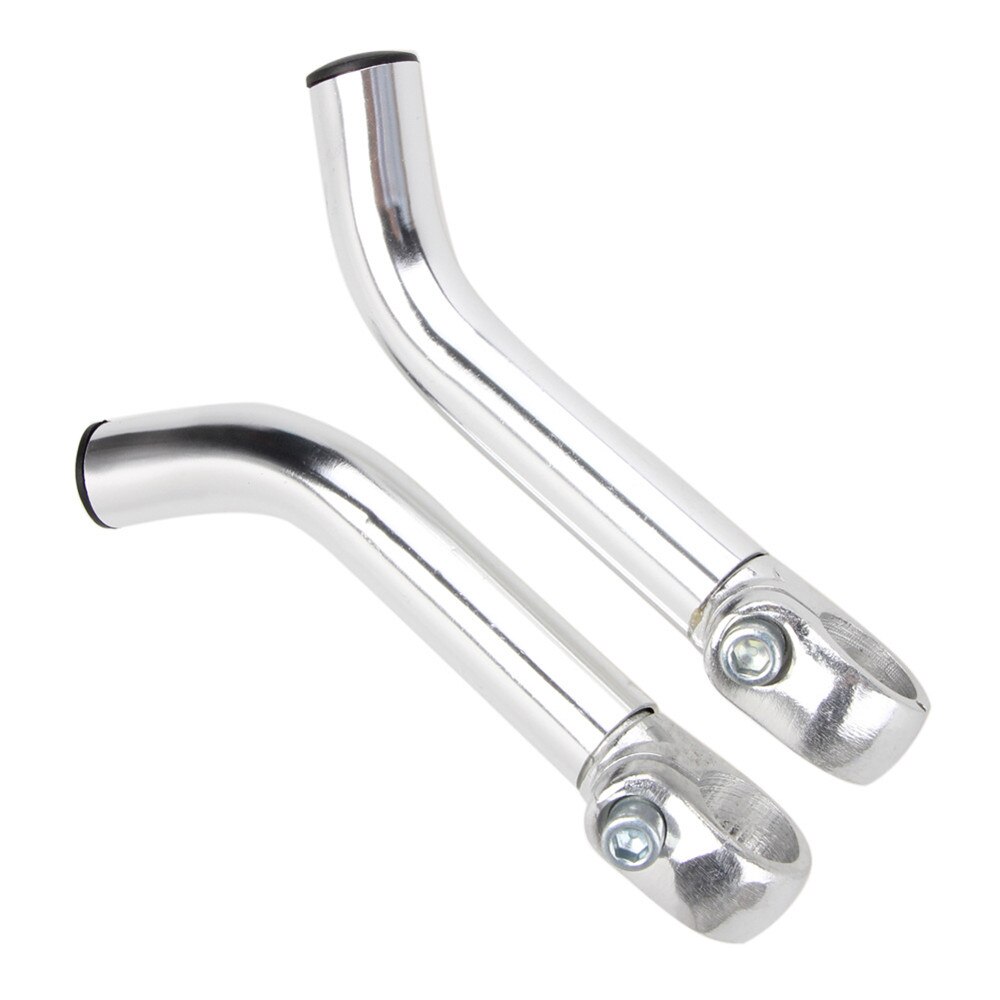 1Pair Bike Rest Handlebar Extender 15cm Aluminum Bicycle Bent Horn Ends for 22.2cm Handle Bar Riding Cycling Parts: Silver