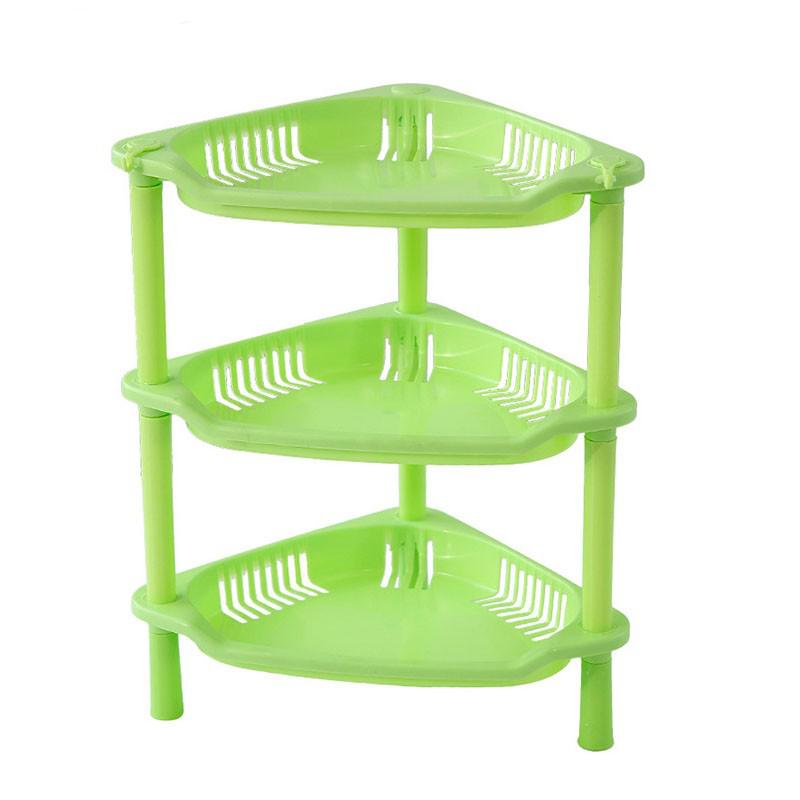 3 Tier Plastic Storage Rack Organizer Shelf Tower Utility Cart Basket For Kitchen Laundry Room Bathroom Office Home: Triangle Green