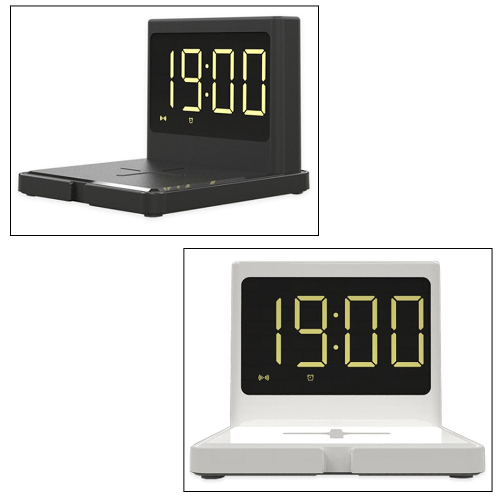 3 In 1 Alarm Clock Multifunction Alarm Clock 15W Mobile Phone Wireless Charger Fast Charging Desktop Digital Alarm Clocks White