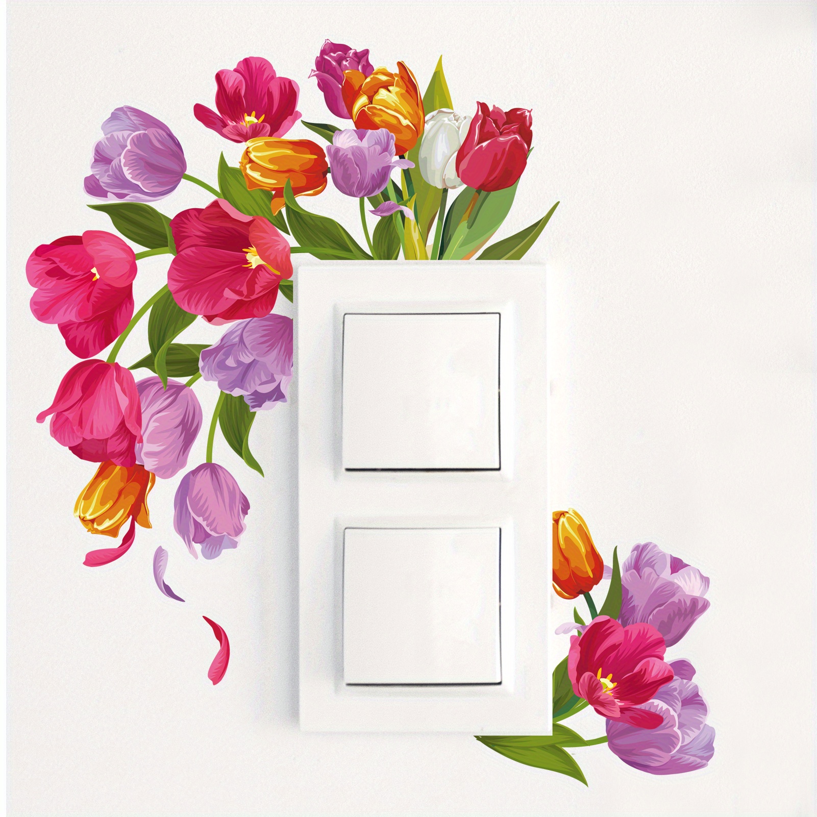 Flower Switch Stickers Green Plant Home Decoration Self-Adhesive Switch Wallpaper Living Room Bedroom Kitchen Background Decals