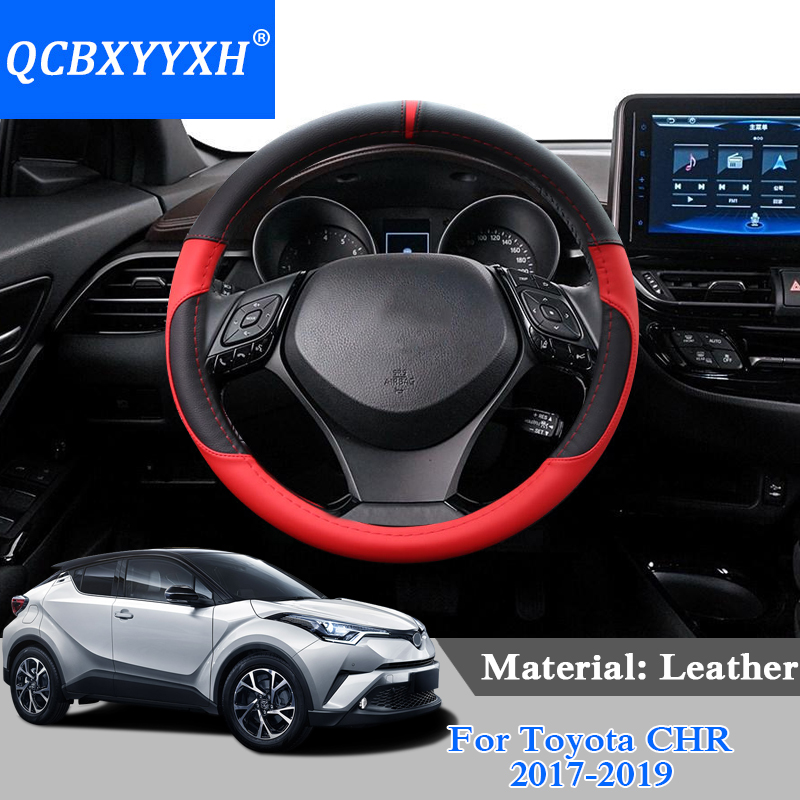 QCBXYYXH Auto Styling Decoratie Voor Toyota CHR Stuurwiel Covers Lederen stuurwiel Cover Interieur accessoire
