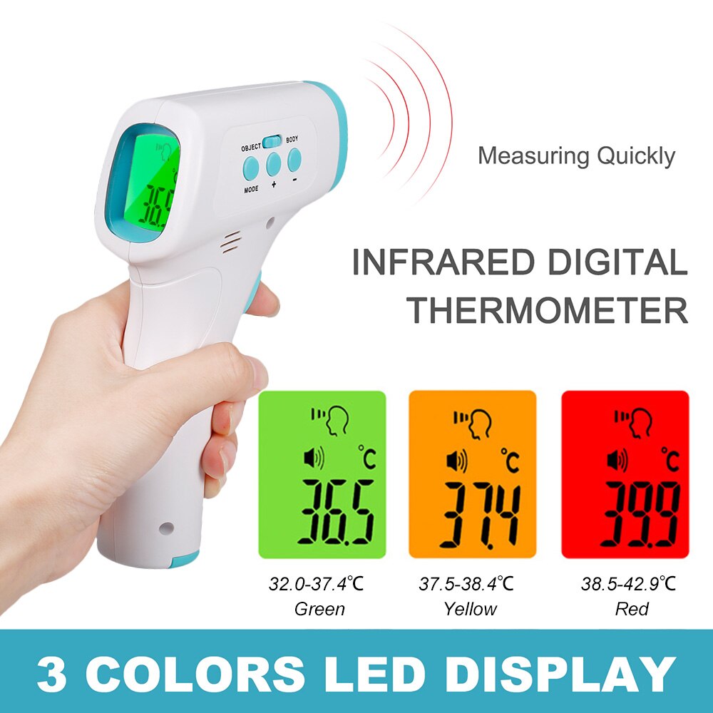 VIP Non-contact Infrafred Thermometer Forehead Ear Thermometer 0.5s Fast Reading Beep Alarm LCD Display 3-color Backlight: color 2