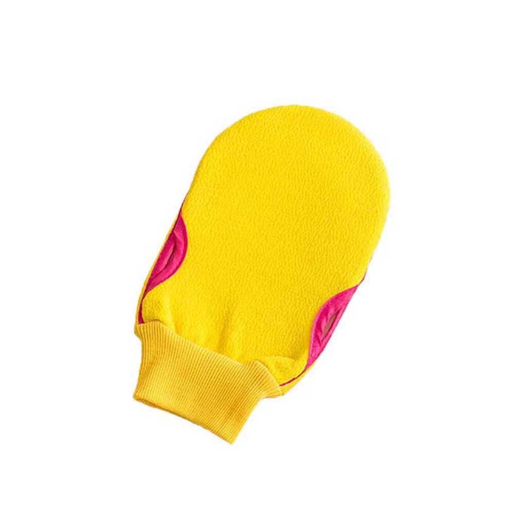 Lingette de douche colorée Double face #10, serviette de frottement pour salle de bain, gants de nettoyage de Massage de salle de bain: YELLOW