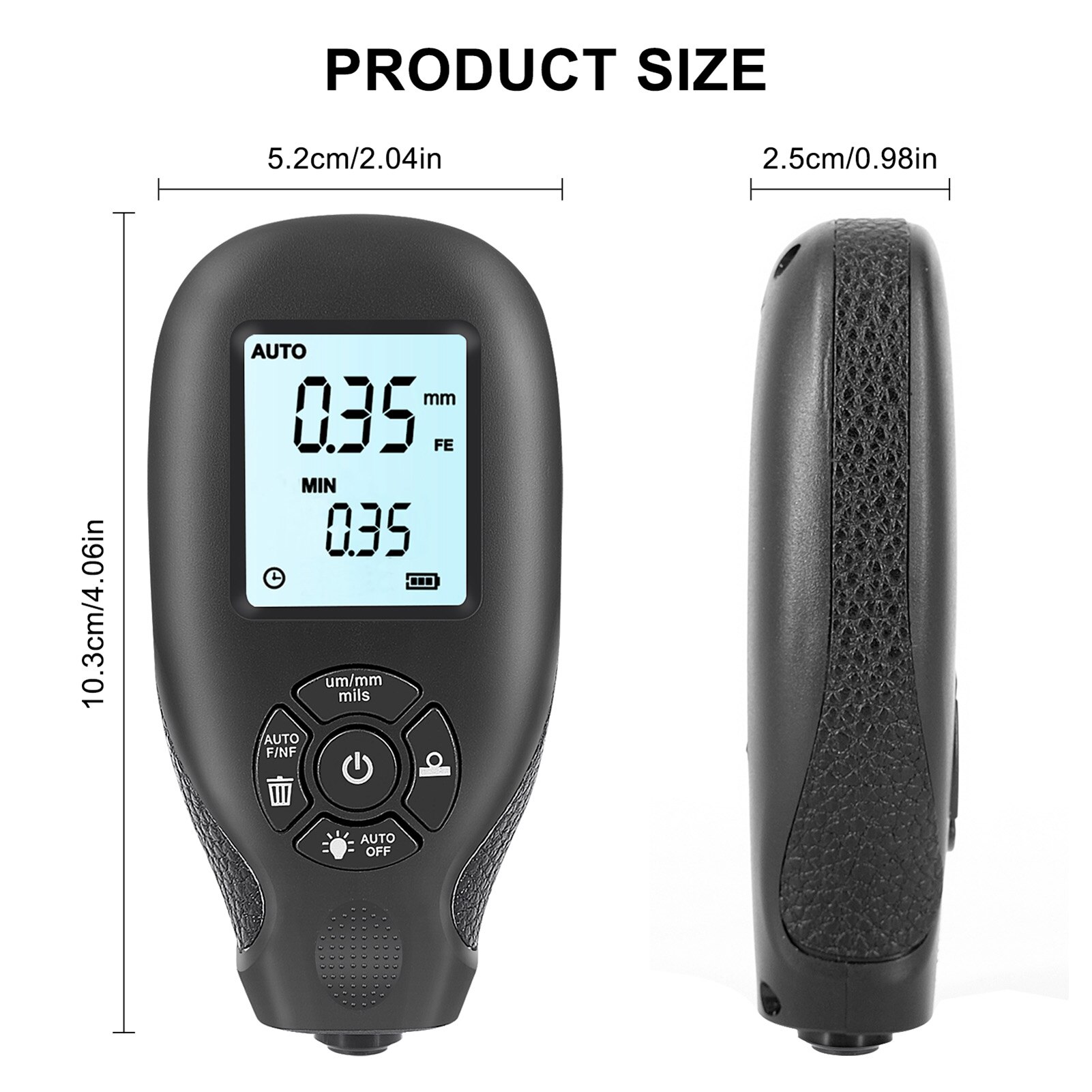 Paint Thickness Tester Car Coating Film Thickness Gauge 0~2000um Digital Coating Meter Automotive Paint Films Tester: black